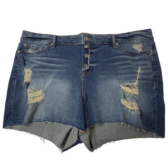 Torrid Denim Shorts NEW Distressed Raw Hem Women’s 26 - Picture 1 of 12